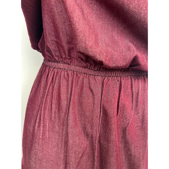 Women's Burgundy Halter Neck Shorts Romper, Elastic Waist, Size M - Picture 8 of 15
